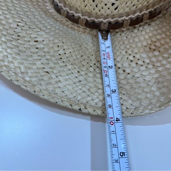 Vintage 70 80 Retro Stagecoach Natural Straw Western Cowboy Hat with Feathers - Picture 10 of 17
